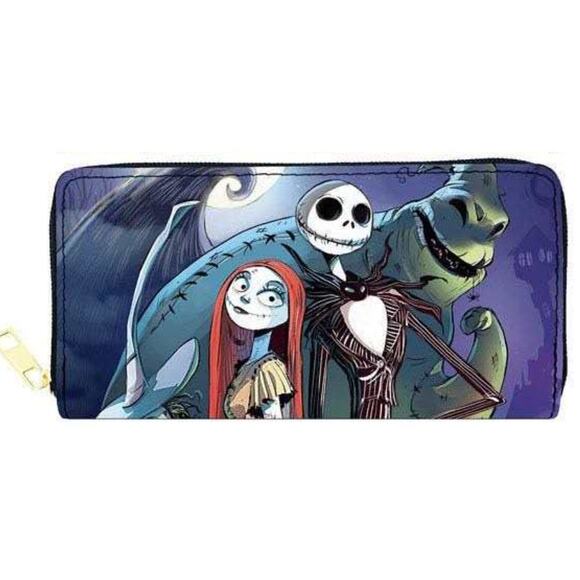Nightmare Before Christmas Billfold Zippered Wallet Skellington (53) - Picture 1 of 2